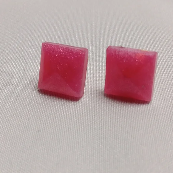 Pink Stud Earrings - Picture 2 of 3